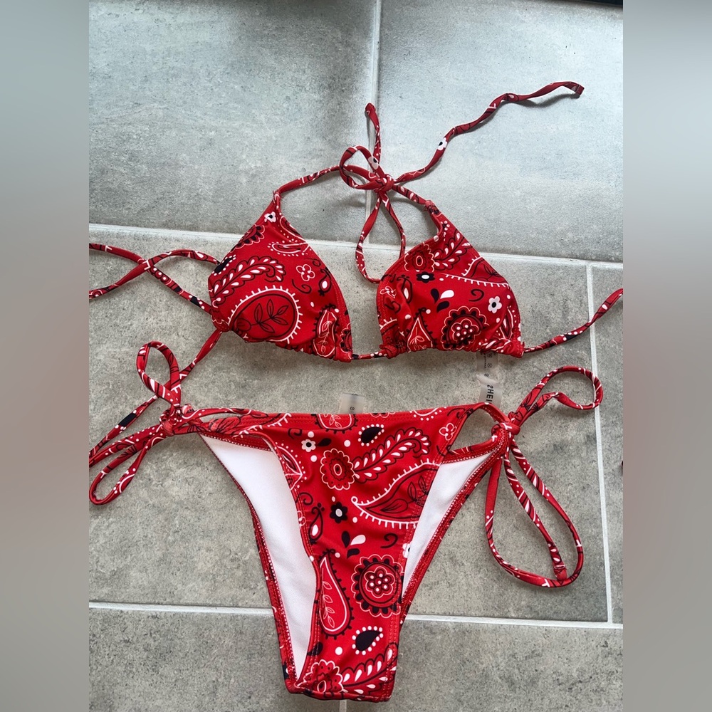 Red Bandana Print Bikini Set